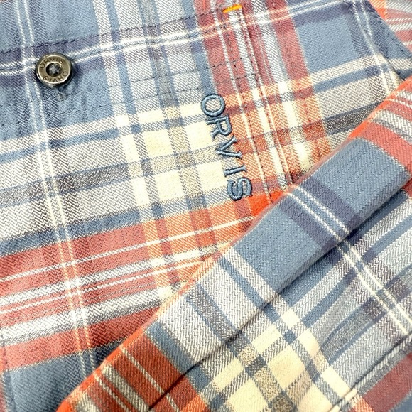 Orvis Shirt Mens Large Blue Buffalo Plaid Button Down Cotton Casual Long Sleeve - Picture 3 of 15